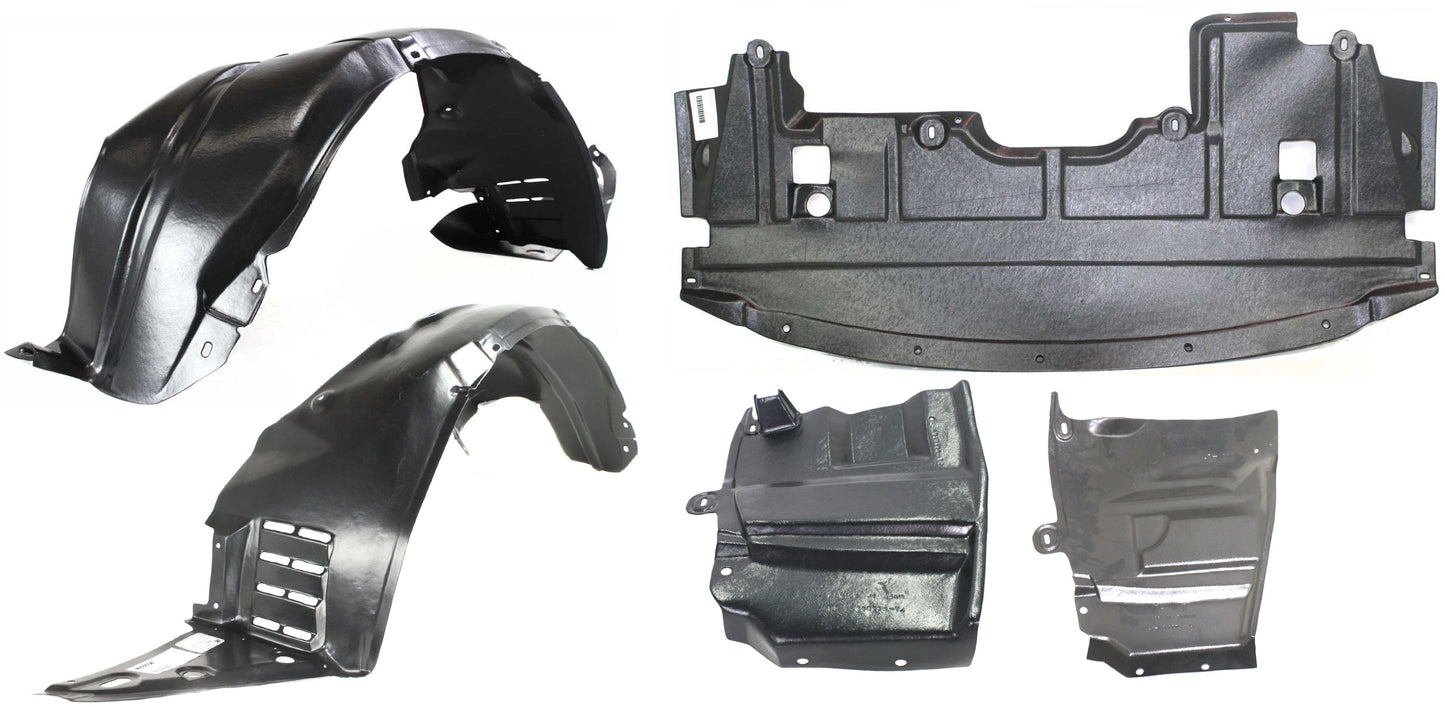 5-Piece Kit, Front, Driver and Passenger Side Fender Liner, Includes (3) Engine Splash Shield and (2) Fender Liner