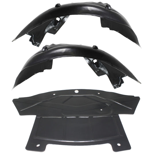 3-Piece Kit, Front, Driver and Passenger Side Fender Liner, Includes (1) Engine Splash Shield and (2) Fender Liner