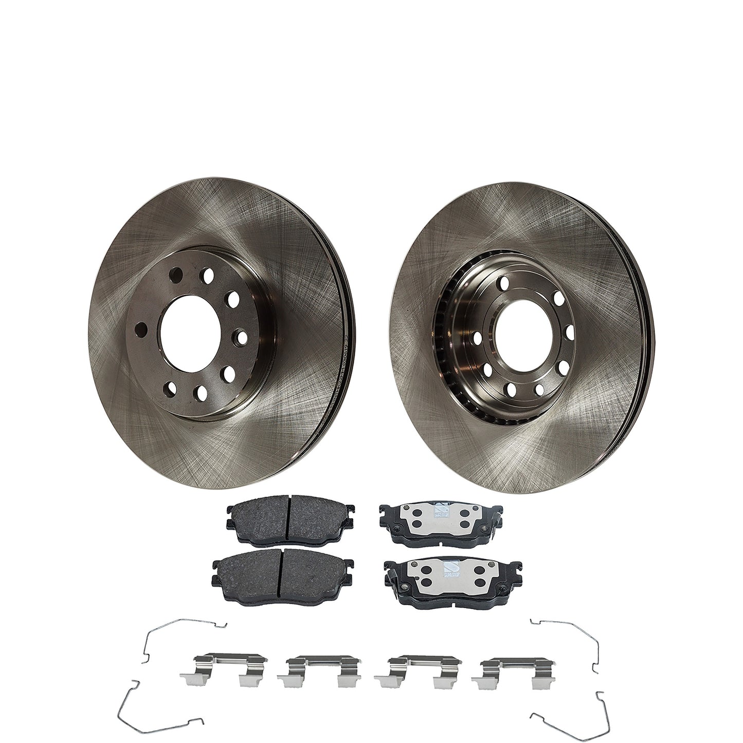 2-Wheel Set Front Brake Disc and Pad Kit, Plain Surface 5 Lugs 273.81 mm Organic Pro-Line Series, Includes (2) Brake Disc and (1) Brake Pad Set