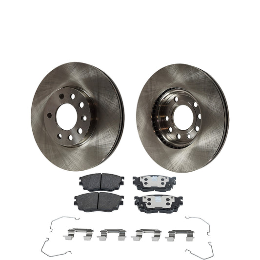 2-Wheel Set Front Brake Disc and Pad Kit, Plain Surface 5 Lugs 273.81 mm Organic Pro-Line Series, Includes (2) Brake Disc and (1) Brake Pad Set