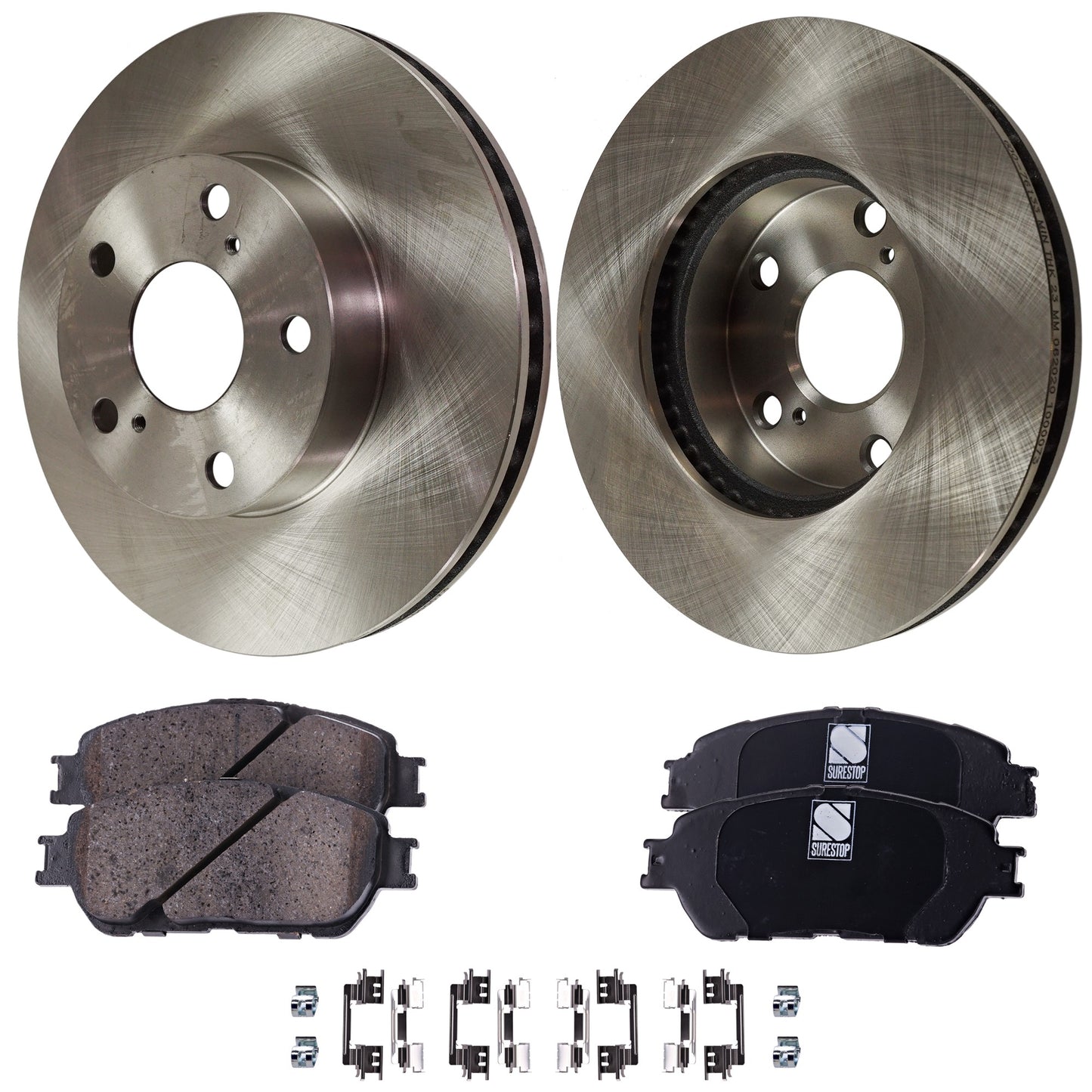 2-Wheel Set Front Brake Disc and Pad Kit, Plain Surface 5 Lugs 275.08 mm Ceramic RWD Pro-Line Series, Includes (2) Brake Disc and (1) Brake Pad Set