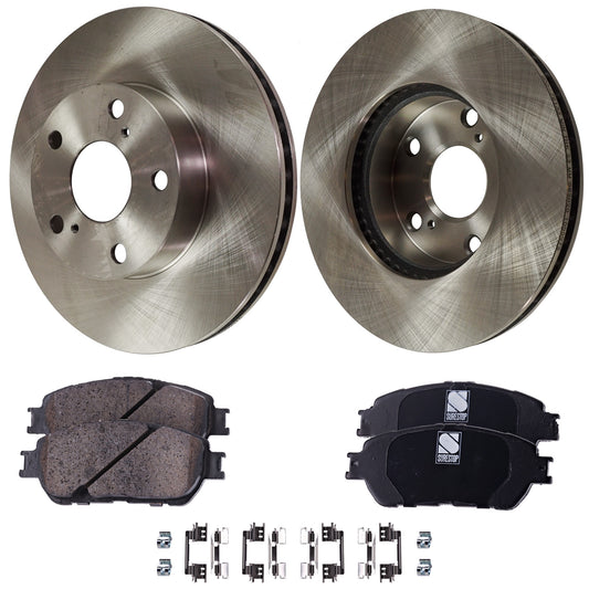 2-Wheel Set Front Brake Disc and Pad Kit, Plain Surface 5 Lugs 275.08 mm Ceramic RWD Pro-Line Series, Includes (2) Brake Disc and (1) Brake Pad Set