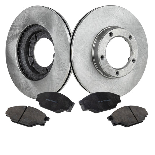 2-Wheel Set Front Brake Disc and Pad Kit, Plain Surface 5 Lugs 253.49 mm Organic RWD Pro-Line Series, Includes (2) Brake Disc and (1) Brake Pad Set