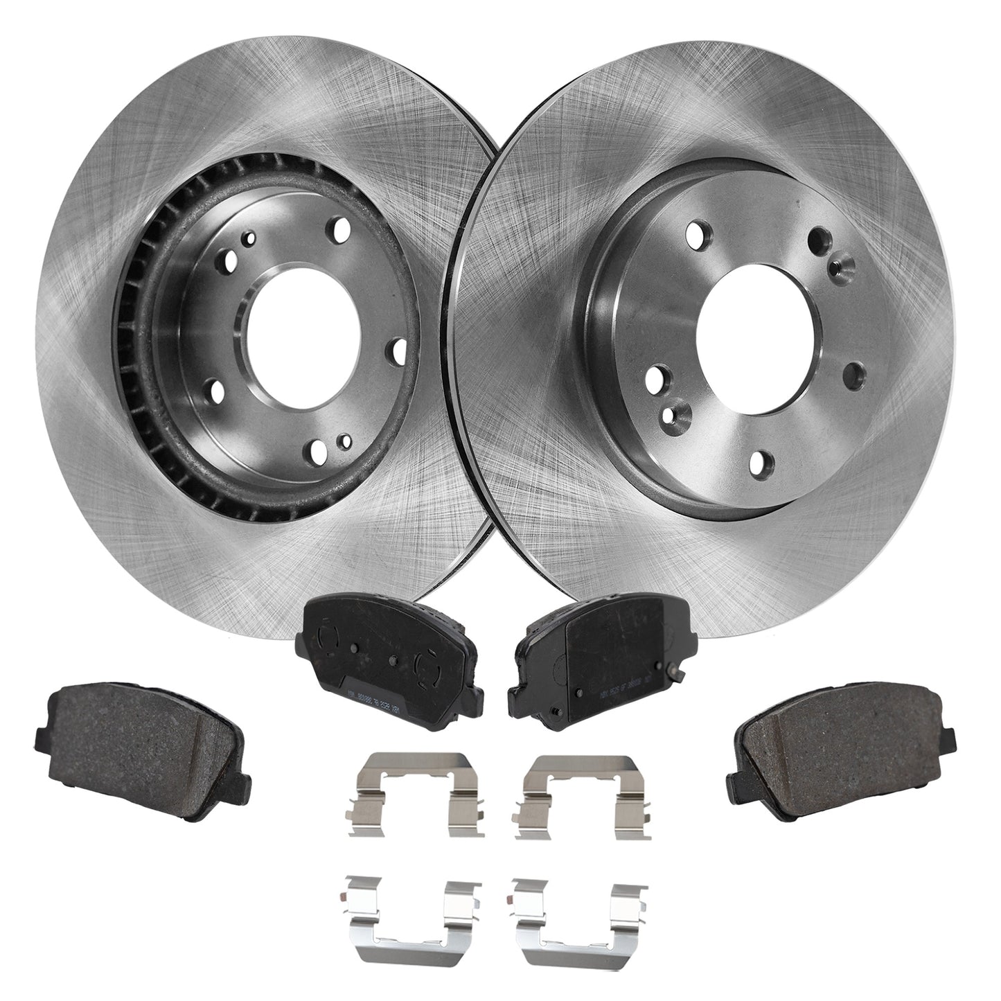 2-Wheel Set Front Brake Disc and Pad Kit, Plain Surface 5 Lugs 279.91 mm Organic Pro-Line Series, Includes (1) Brake Pad Set and (2) Brake Disc