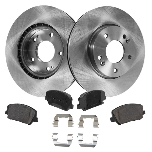 2-Wheel Set Front Brake Disc and Pad Kit, Plain Surface 5 Lugs 279.91 mm Organic Pro-Line Series, Includes (1) Brake Pad Set and (2) Brake Disc