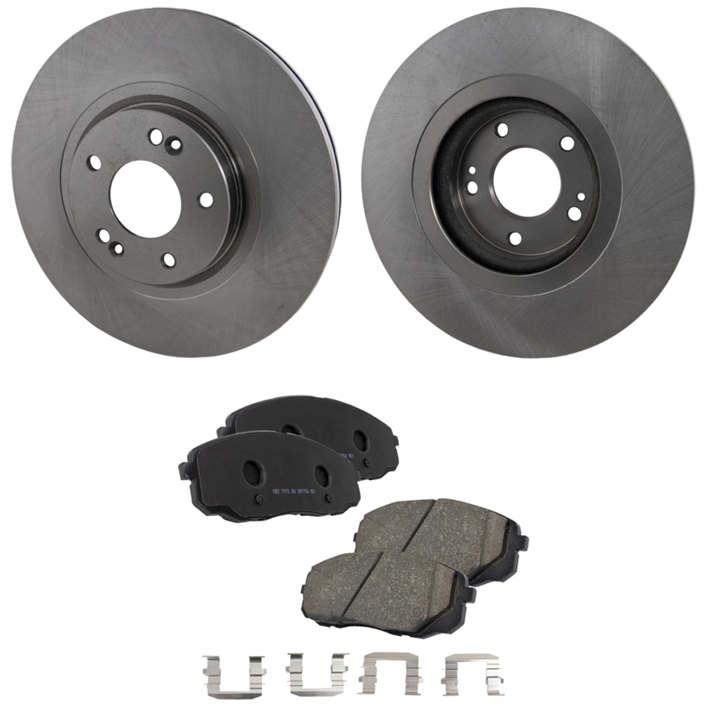 2-Wheel Set Front Brake Disc and Pad Kit, Plain Surface 5 Lugs 320.04 mm Ceramic Pro-Line Series, Includes (2) Brake Disc and (1) Brake Pad Set