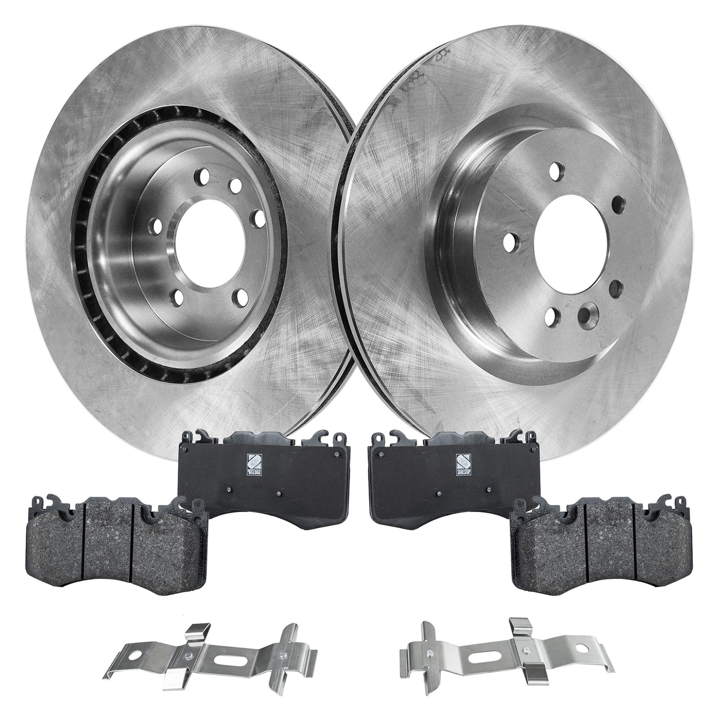 2-Wheel Set Front Brake Disc and Pad Kit, Plain Surface 5 Lugs 359.92 mm Organic Pro-Line Series, Includes (1) Brake Pad Set and (2) Brake Disc