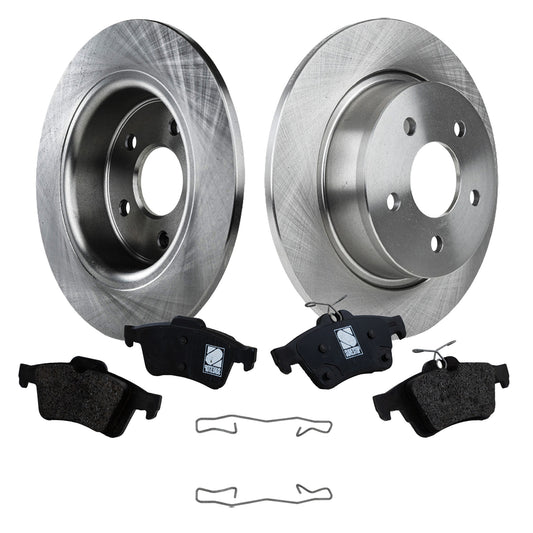 Комплект из 2 задних тормозных дисков и колодок, гладкая поверхность, 5 болтов, 279,91 мм, серия Organic Pro-Line, включает в себя (2) тормозных диска и (1) комплект тормозных колодок