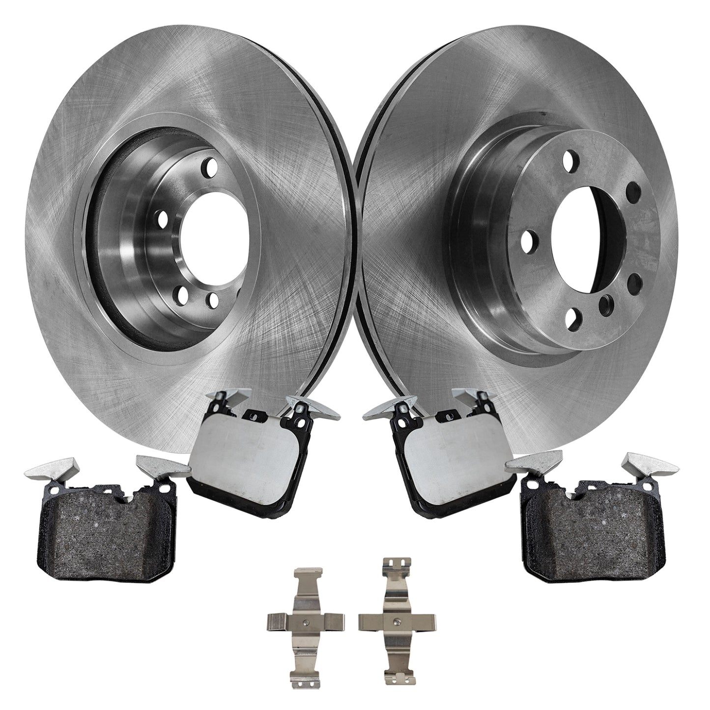 Комплект из 2 передних тормозных дисков и колодок, гладкая поверхность, 5 болтов, 330 мм, серия Organic Pro-Line, включает в себя (2) тормозных диска и (1) комплект тормозных колодок