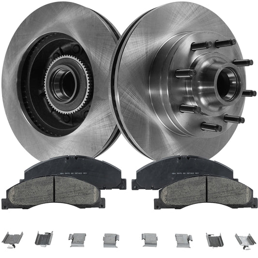 2-Wheel Set Front Brake Disc and Pad Kit, Plain Surface 8 Lugs 344.93 mm Ceramic Pro-Line Series, Includes (2) Brake Disc and (1) Brake Pad Set