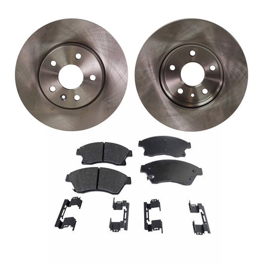 2-Wheel Set Front Brake Disc and Pad Kit, Plain Surface 5 Lugs 276 mm Organic Pro-Line Series, Includes (1) Brake Pad Set and (2) Brake Disc