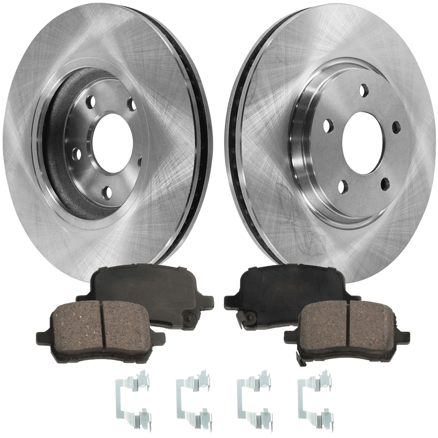 2-Wheel Set Front Brake Disc and Pad Kit, Plain Surface 5 Lugs 295.91 mm Ceramic Pro-Line Series, Includes (1) Brake Pad Set and (2) Brake Disc