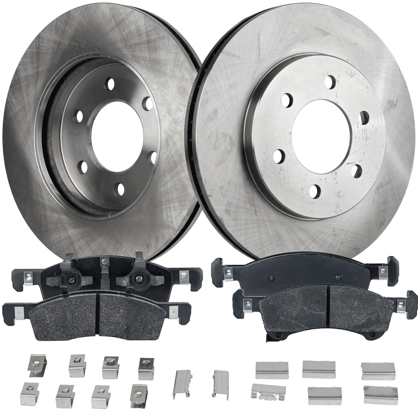 2-Wheel Set Front Brake Disc and Pad Kit, Plain Surface 6 Lugs 329.95 mm Semi-metallic Pro-Line Series, Includes (1) Brake Pad Set and (2) Brake Disc