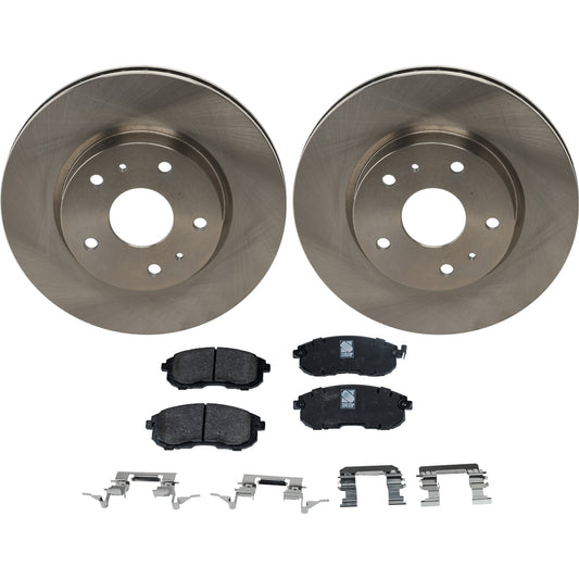 Комплект тормозных дисков и колодок на 2 колеса, гладкая поверхность, 5 болтов, 279,91 мм, серия Organic Pro-Line, включает в себя (2) тормозных диска и (1) комплект тормозных колодок