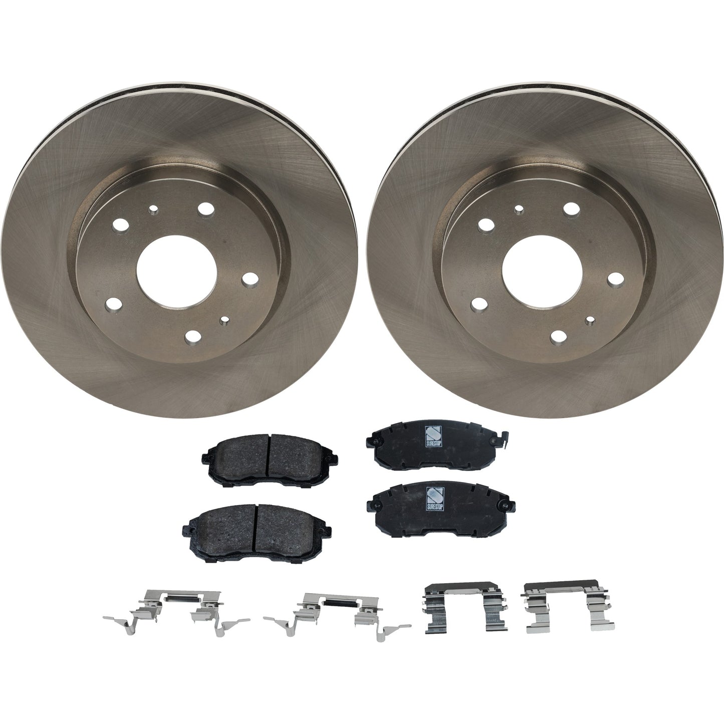 Комплект тормозных дисков и колодок на 2 колеса, гладкая поверхность, 5 болтов, 279,91 мм, серия Organic Pro-Line, включает в себя (2) тормозных диска и (1) комплект тормозных колодок