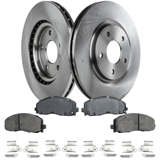 2-Wheel Set Front Brake Disc and Pad Kit, Plain Surface 5 Lugs 329.95 mm Ceramic Pro-Line Series, Includes (1) Brake Pad Set and (2) Brake Disc