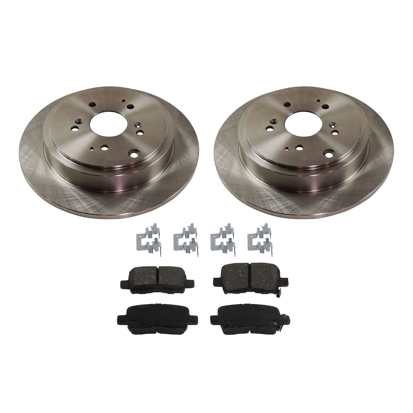2-Wheel Set Rear Brake Disc and Pad Kit, Plain Surface 5 Lugs 312.93 mm Ceramic Pro-Line Series, Includes (1) Brake Pad Set and (2) Brake Disc