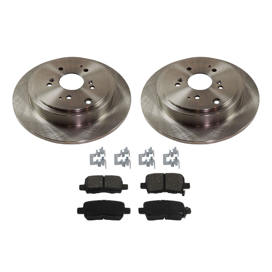 2-Wheel Set Rear Brake Disc and Pad Kit, Plain Surface 5 Lugs 312.93 mm Ceramic Pro-Line Series, Includes (1) Brake Pad Set and (2) Brake Disc