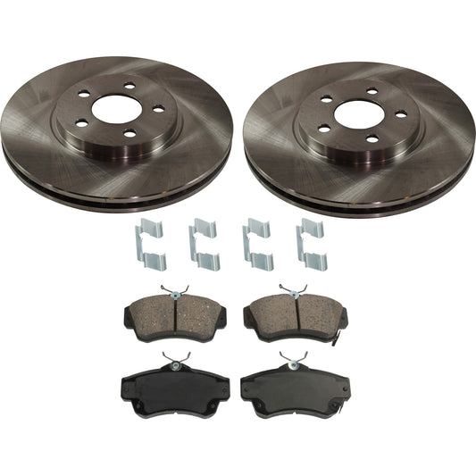 2-Wheel Set Brake Disc and Pad Kit, Plain Surface 5 Lugs 279.91 mm Ceramic Pro-Line Series, Includes (2) Brake Disc and (1) Brake Pad Set