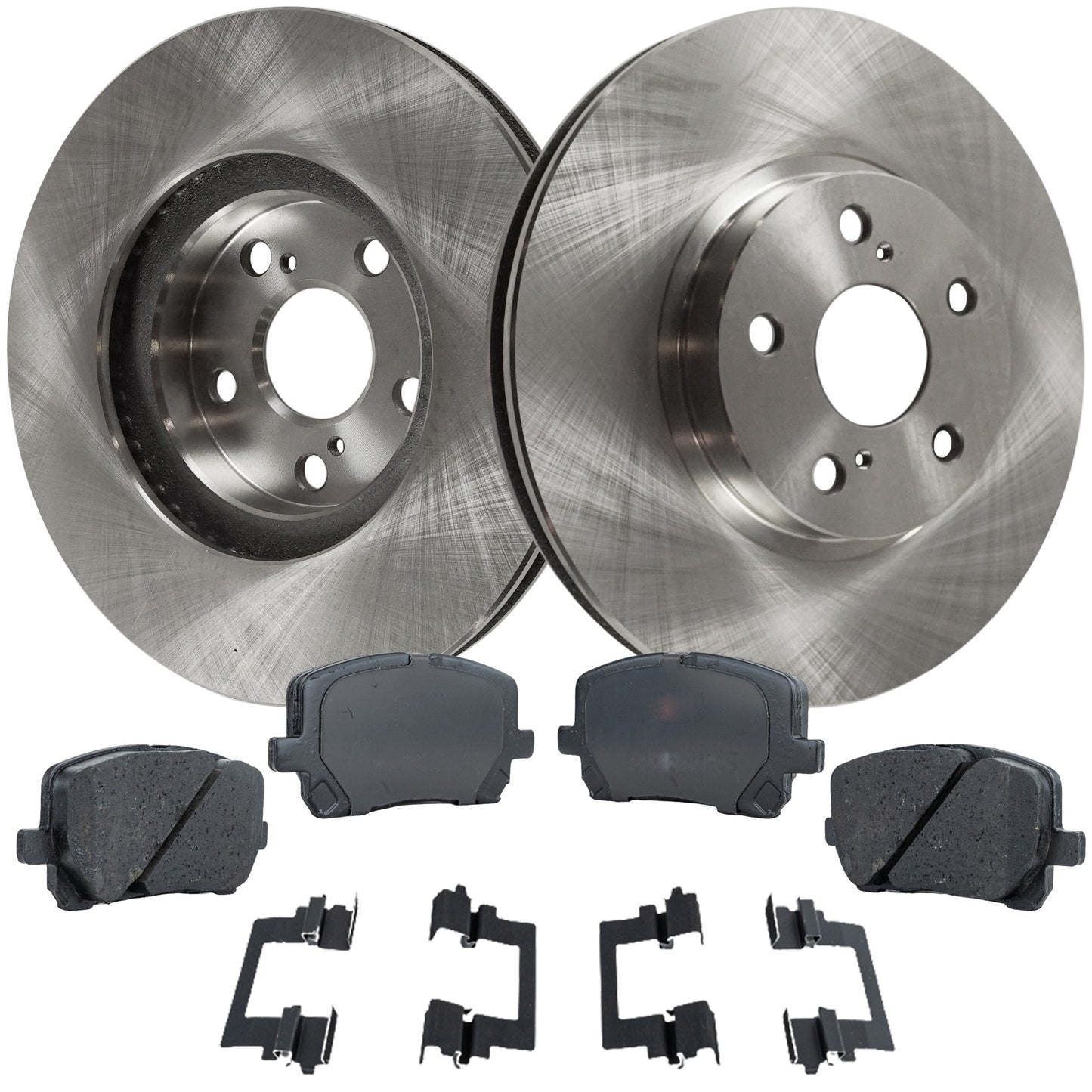 2-Wheel Set Front Brake Disc and Pad Kit, Plain Surface 5 Lugs 275.08 mm Ceramic Pro-Line Series, Includes (2) Brake Disc and (1) Brake Pad Set