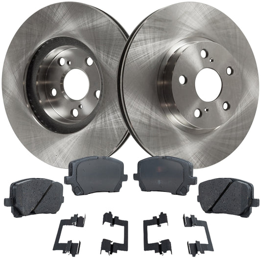 2-Wheel Set Front Brake Disc and Pad Kit, Plain Surface 5 Lugs 275.08 mm Ceramic Pro-Line Series, Includes (2) Brake Disc and (1) Brake Pad Set