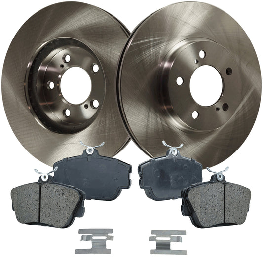 2-Wheel Set Front Brake Disc and Pad Kit, Plain Surface 5 Lugs 293.88 mm Ceramic Pro-Line Series, Includes (1) Brake Pad Set and (2) Brake Disc