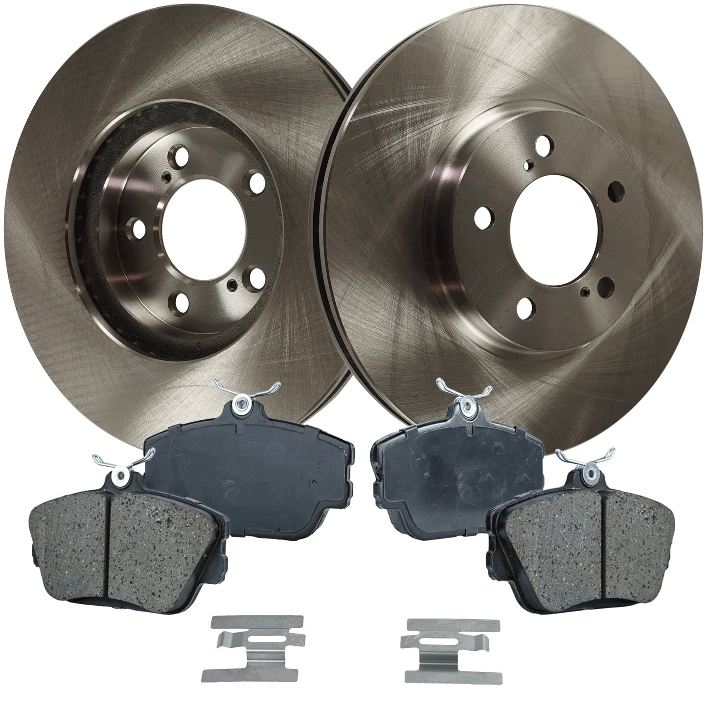 2-Wheel Set Front Brake Disc and Pad Kit, Plain Surface 5 Lugs 293.88 mm Ceramic Pro-Line Series, Includes (1) Brake Pad Set and (2) Brake Disc