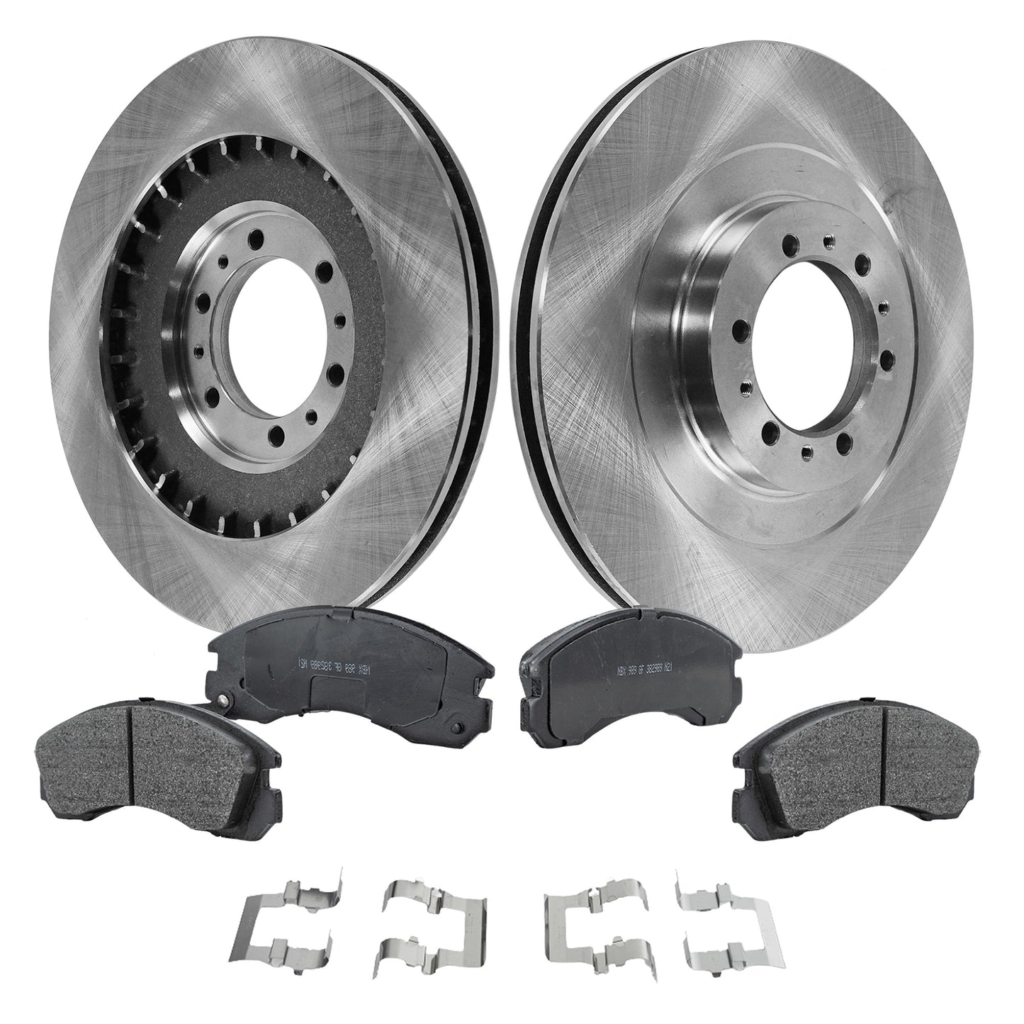 Комплект из 2 передних тормозных дисков и колодок, гладкая поверхность, 6 болтов, 313,94 мм, полуметаллическая серия Pro-Line, включает в себя (2) тормозных диска и (1) комплект тормозных колодок