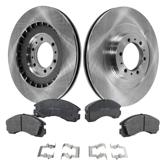 Комплект из 2 передних тормозных дисков и колодок, гладкая поверхность, 6 болтов, 313,94 мм, полуметаллическая серия Pro-Line, включает в себя (2) тормозных диска и (1) комплект тормозных колодок