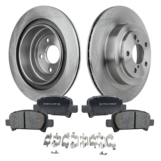 Комплект тормозных дисков и колодок на 2 колеса, гладкая поверхность, 5 болтов, 289,56 мм, керамические, серия Pro-Line, включает в себя (2) тормозных диска и (1) комплект тормозных колодок