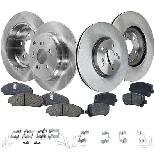 4-Wheel Set Front and Rear Brake Disc and Pad Kit, Plain Surface 5 Lugs Front-329.95 mm/Rear-334.01 mm Front-Ceramic/Rear-Organic Pro-Line Series, Includes (4) Brake Disc and (2) Brake Pad Set