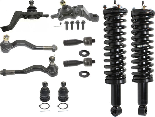 10-Piece Kit Front, Driver and Passenger Side Suspension Kit, Includes (4) Ball Joint, (4) Tie Rod End and (2) Shock Absorber and Strut Assembly