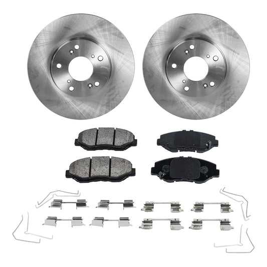 2-Wheel Set Front Brake Disc and Pad Kit, Plain Surface 5 Lugs 281.94 mm Ceramic Pro-Line Series, Includes (1) Brake Pad Set and (2) Brake Disc