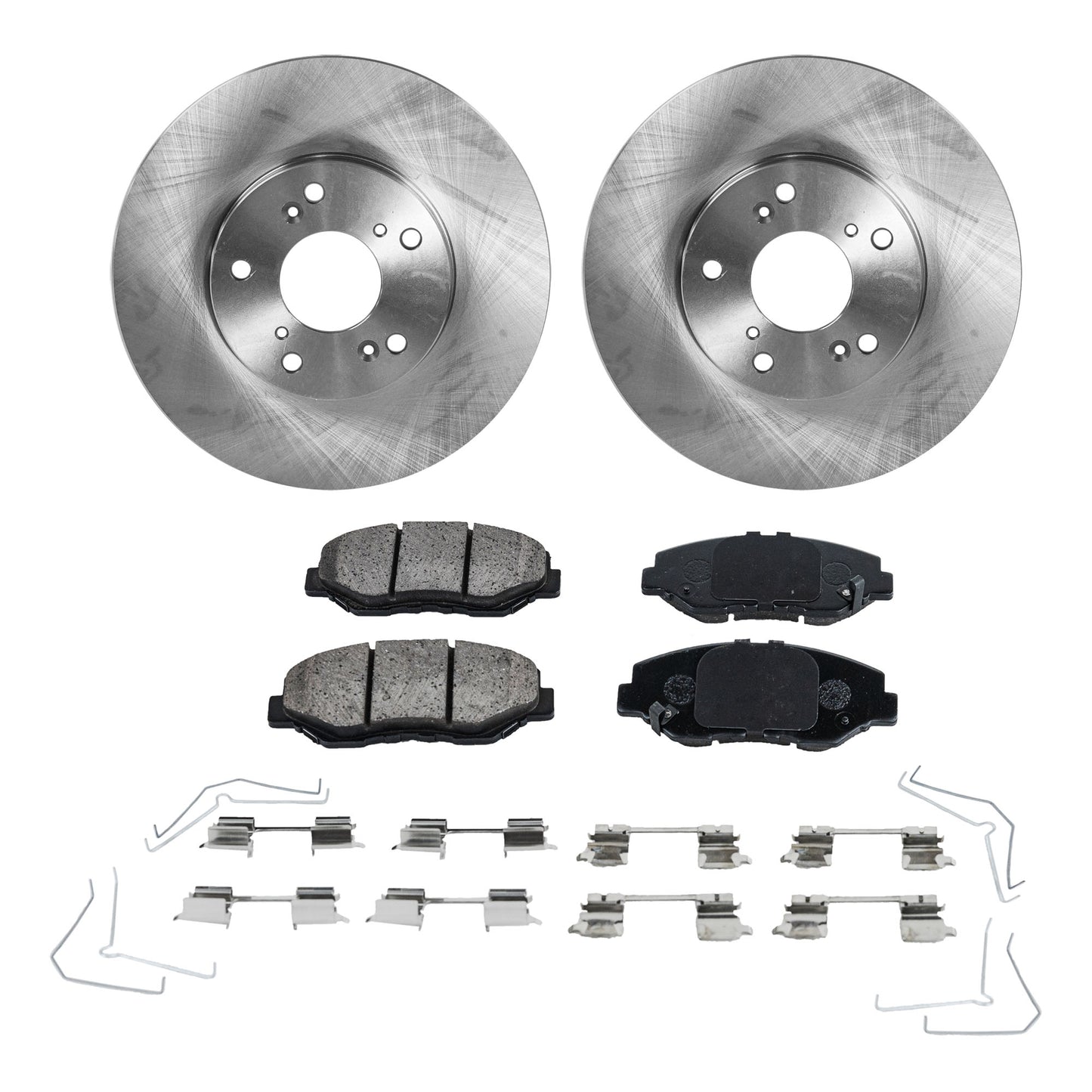 2-Wheel Set Front Brake Disc and Pad Kit, Plain Surface 5 Lugs 281.94 mm Ceramic Pro-Line Series, Includes (1) Brake Pad Set and (2) Brake Disc