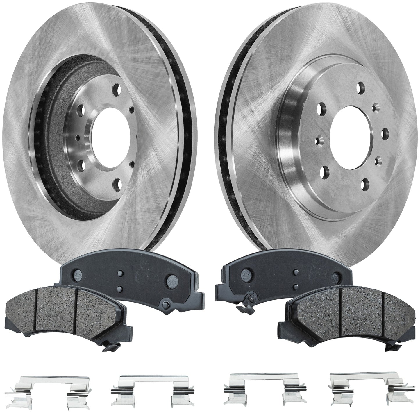 2-Wheel Set Front Brake Disc and Pad Kit, Plain Surface 5 Lugs 303.02 mm Ceramic Pro-Line Series, Includes (1) Brake Pad Set and (2) Brake Disc