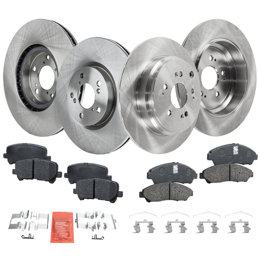 4-Wheel Set Front and Rear Brake Disc and Pad Kit, Plain Surface 5 Lugs Front-329.95 mm/Rear-334.01 mm Ceramic Pro-Line Series, Includes (4) Brake Disc and (2) Brake Pad Set