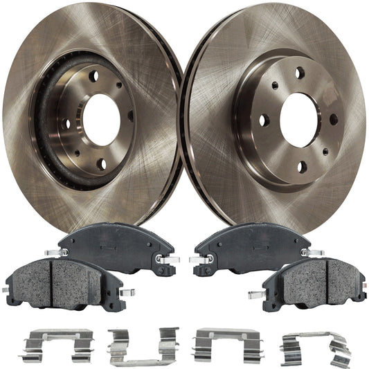 2-Wheel Set Front Brake Disc and Pad Kit, Plain Surface 4 Lugs 275.34 mm Ceramic Pro-Line Series, Includes (2) Brake Disc and (1) Brake Pad Set