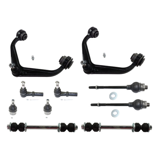 10-Piece Kit Front, Driver and Passenger Side, Upper Control Arm Kit, Includes (2) Control Arm, (2) Ball Joint, (4) Tie Rod End and (2) Sway Bar Link