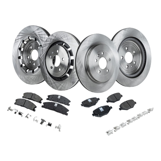 4-Wheel Set Front and Rear Brake Disc and Pad Kit, Plain Surface 5 Lugs Front and Rear-352.04 mm Front-Ceramic/Rear-Semi-Metallic Pro-Line Series, Includes (4) Brake Disc and (2) Brake Pad Set