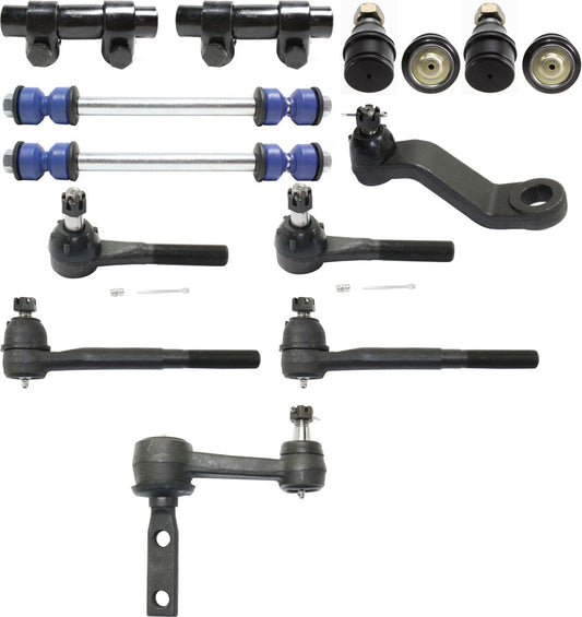 14-Piece Kit Front, Driver and Passenger Side  Suspension Kit, Includes (4) Ball Joint, (1) Idler Arm, (1) Pitman Arm, (2) Sway Bar Link, (2) Tie Rod Adjusting Sleeve and (4) Tie Rod End