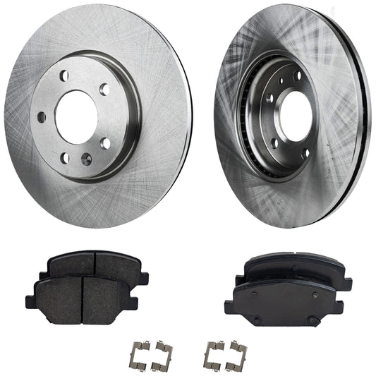 Комплект из 2 передних тормозных дисков и колодок, гладкая поверхность, 5 болтов, 299,97 мм, серия Organic Pro-Line, включает в себя (1) комплект тормозных колодок и (2) тормозных диска