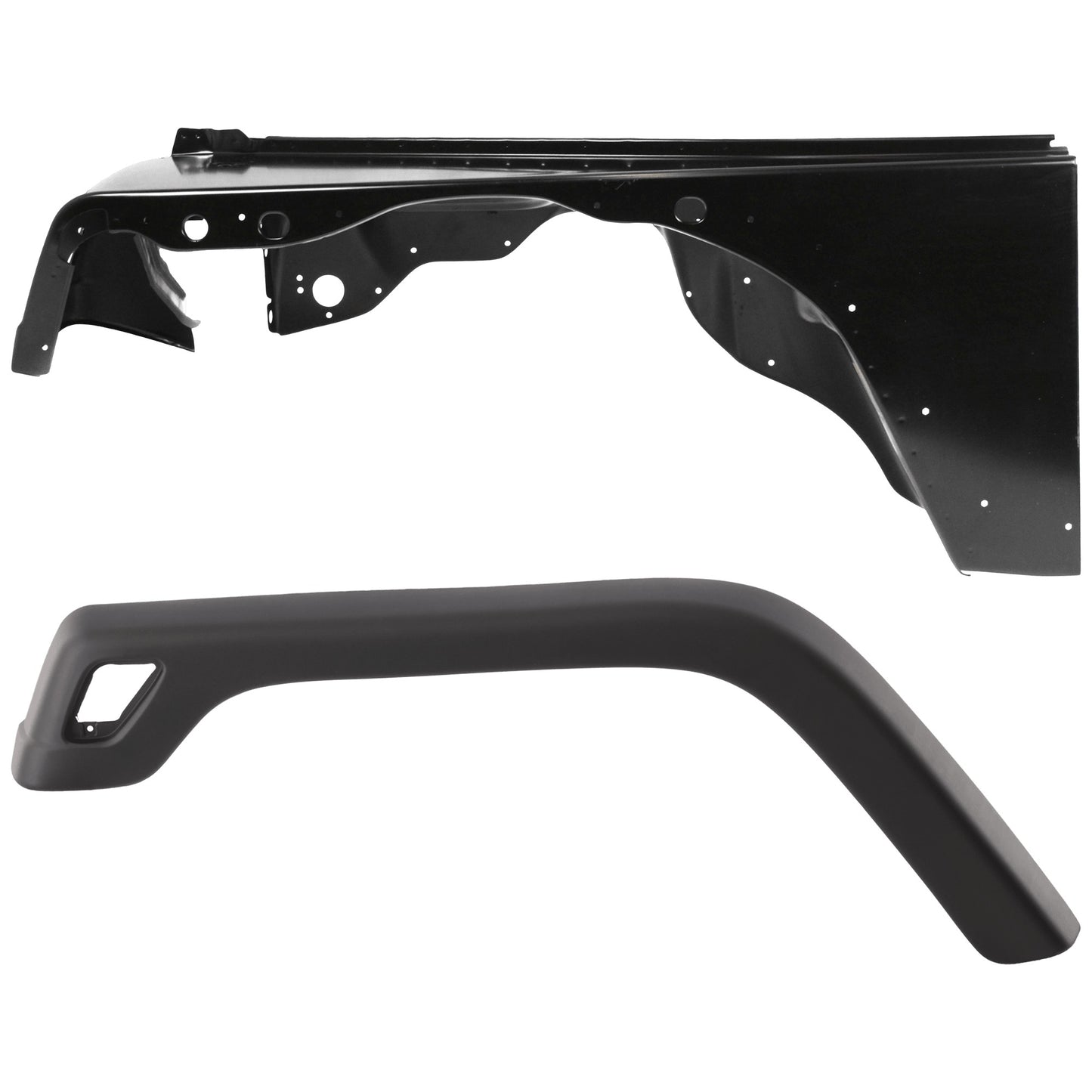 2-Piece Kit Front, Driver Side Fender, For Models With 3-3/4" Wide Fender Flare, Includes (1) Fender and (1) Fender Flares