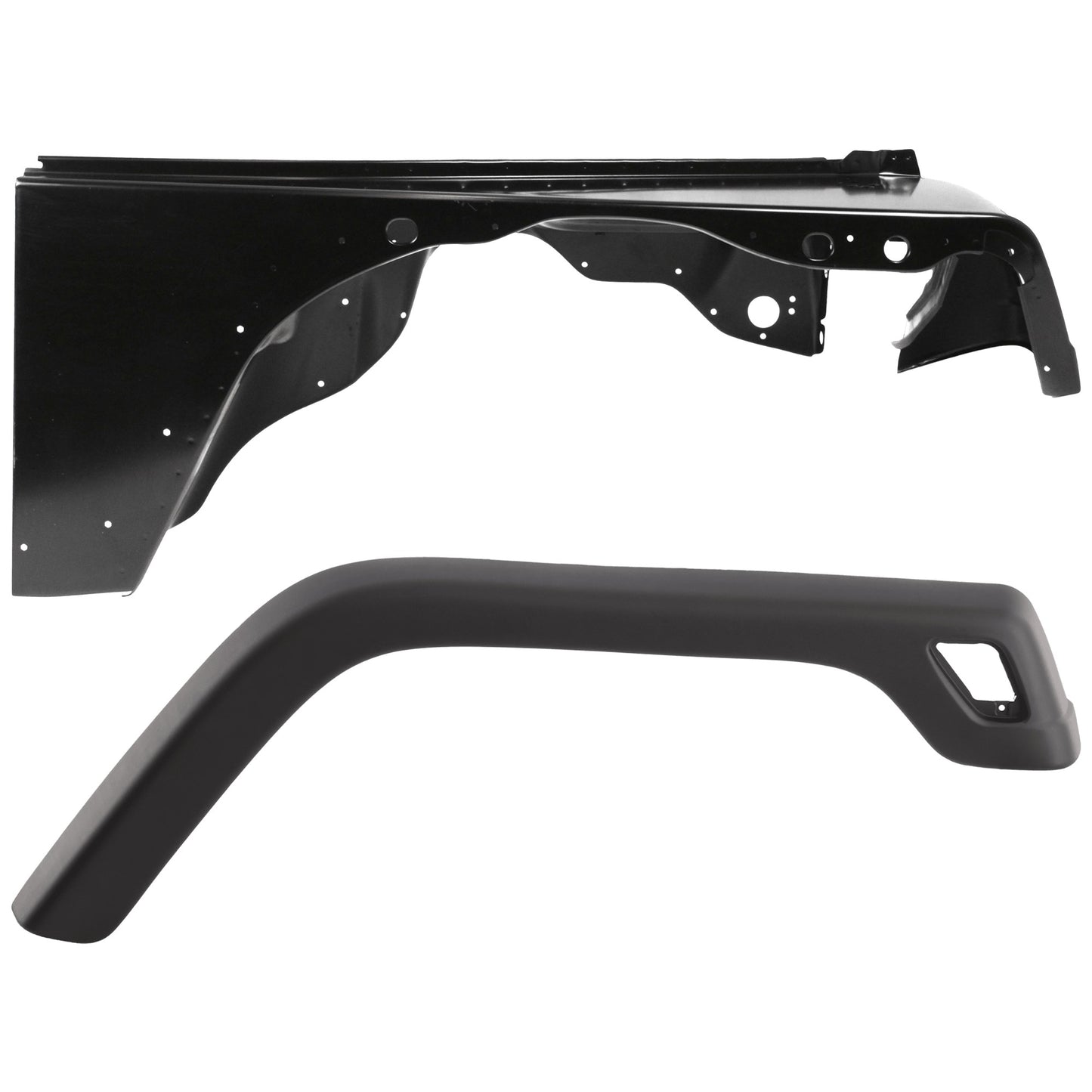 2-Piece Kit Front, Passenger Side Fender, For Models With 3-3/4" Wide Fender Flare, Includes (1) Fender and (1) Fender Flares