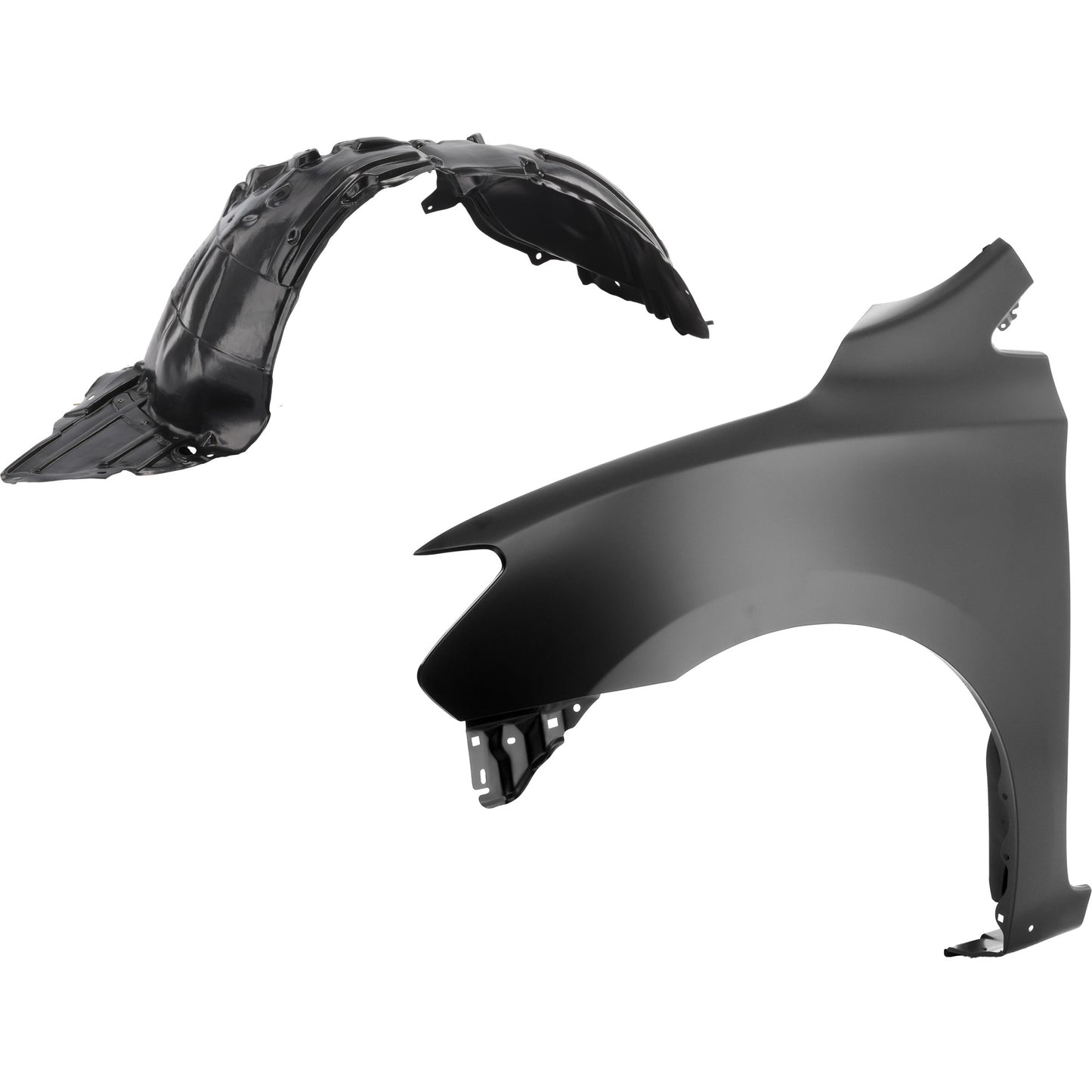 2-Piece Kit Front, Driver Side Fender, For Models With Rocker Molding, Includes (1) Fender and (1) Fender Liner