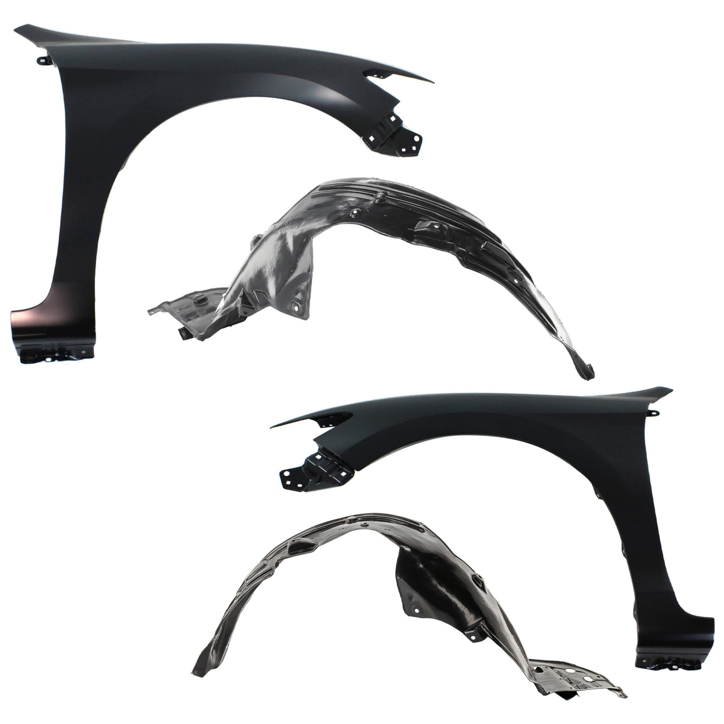 4-Piece Kit Front, Driver and Passenger Side Fender, 2-Door, Coupe, Includes (2) Fender and (2) Fender Liner