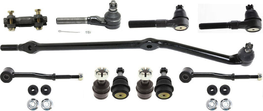 11-Piece Kit Front, Driver and Passenger Side Suspension Kit, Includes (1) Tie Rod Adjusting Sleeve, (4) Ball Joint, (2) Sway Bar Link and (4) Tie Rod End