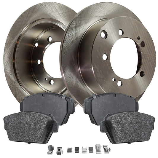 2-Wheel Set Rear Brake Disc and Pad Kit, Plain Surface 5 Lugs 261.87 mm Organic Pro-Line Series, Includes (1) Brake Pad Set and (2) Brake Disc