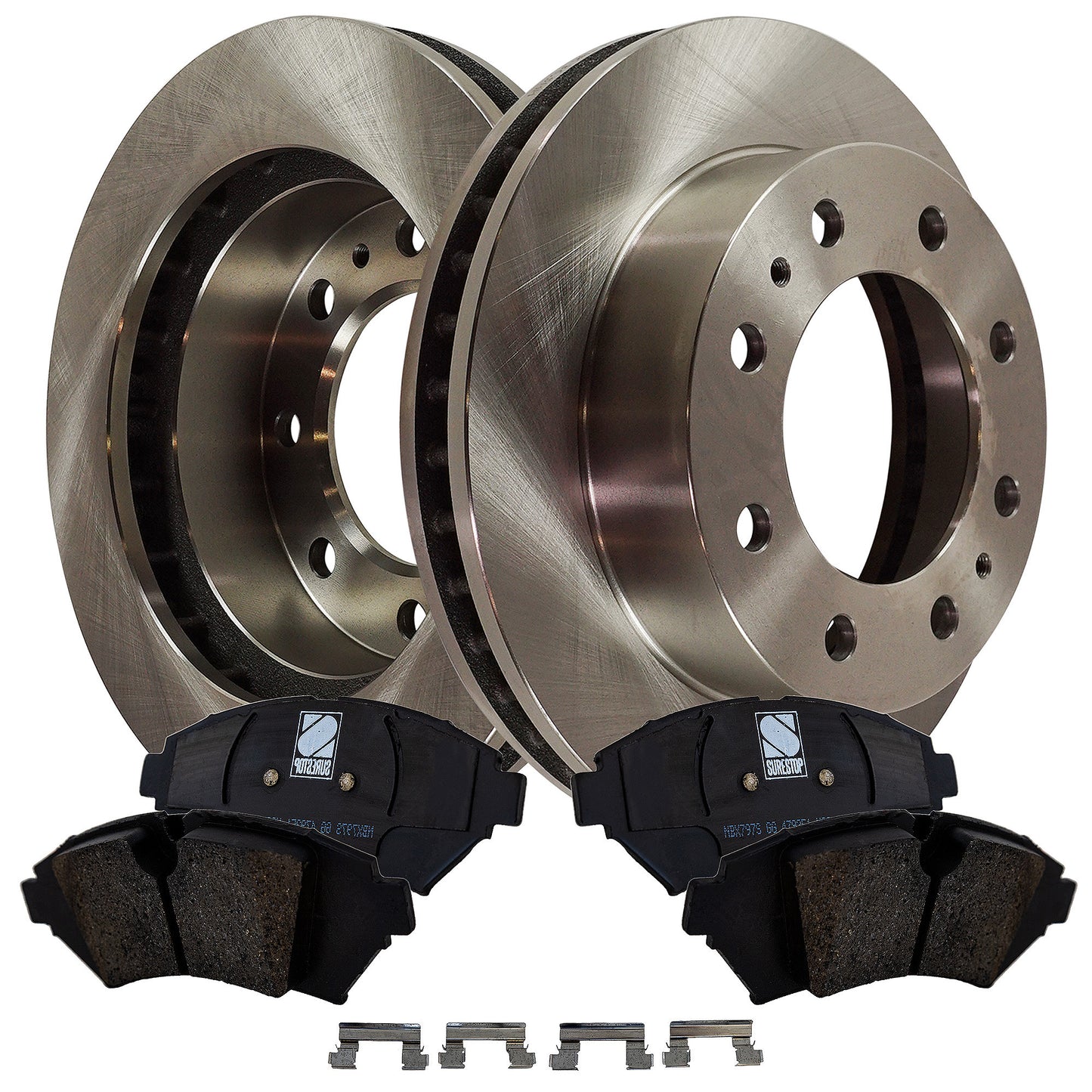 2-Wheel Set Front Brake Disc and Pad Kit, Plain Surface 8 Lugs 324.87 mm Ceramic Pro-Line Series, Includes (1) Brake Pad Set and (2) Brake Disc