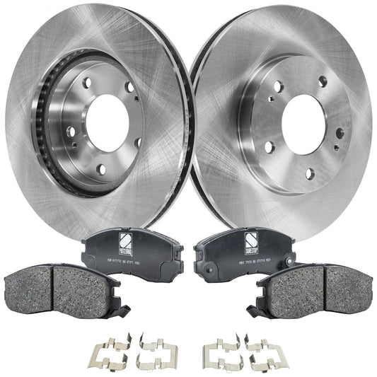 2-Wheel Set Front Brake Disc and Pad Kit, Plain Surface 5 Lugs 276.3 mm Ceramic Pro-Line Series, Includes (2) Brake Disc and (1) Brake Pad Set