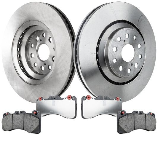 2-Wheel Set Front Brake Disc and Pad Kit, Plain Surface 5 Lugs Front, Driver Side-357.12 mm/Front, Passenger Side-357.89 mm Ceramic AWD Pro-Line Series, Includes (2) Brake Disc and (1) Brake Pad Set
